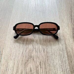 quay australia could never black & orange narrow rectangle sunglasses eyewear